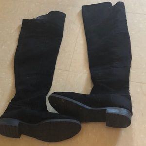Black suede over the knee boots